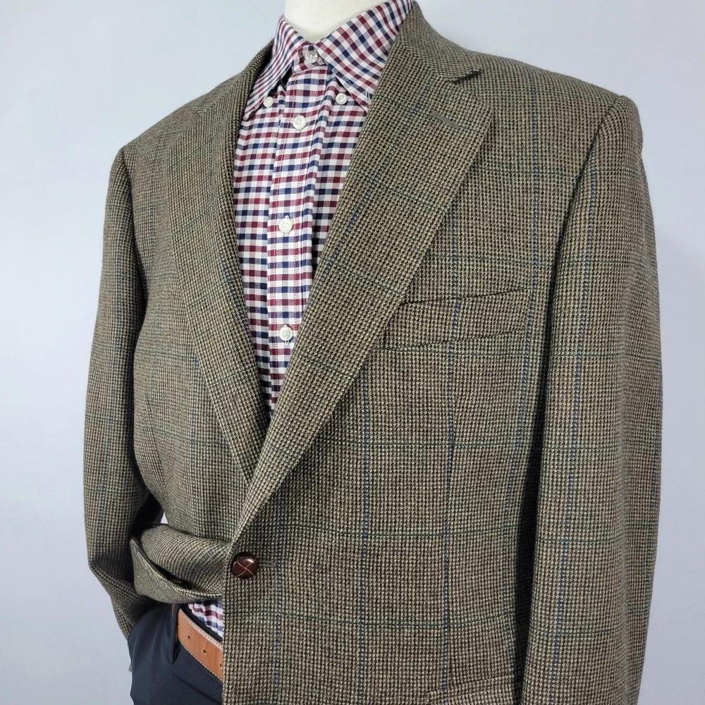 Harold Powell Men's Sport Coat Blazer Two Button Flannel Wool Alpaca‎ ITALY 44R